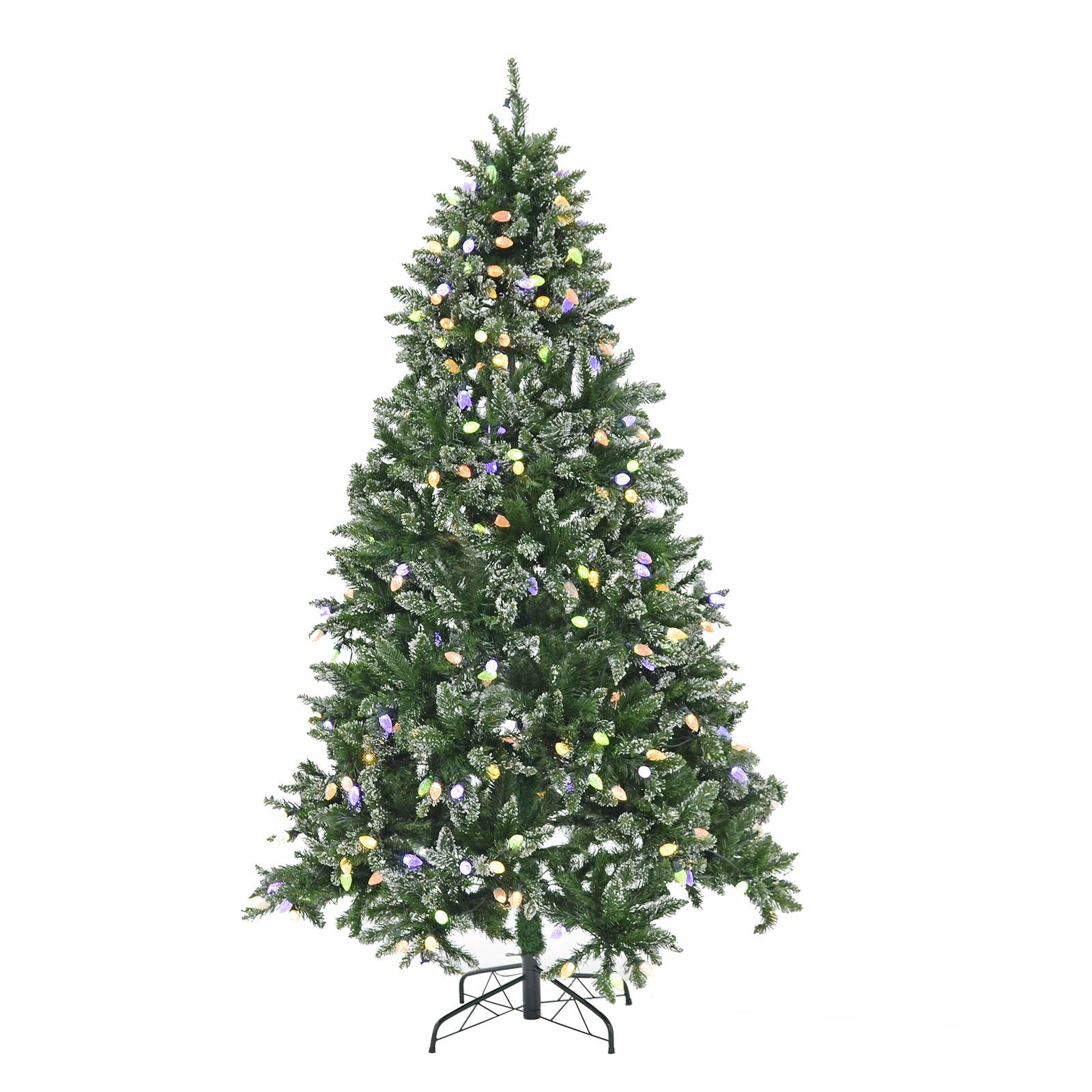 Mr Crimbo 6ft 7ft Pre-Lit Christmas Tree Frosted Cone Lights - MrCrimbo.co.uk -XS5081 - 6ft -6ft christmas tree
